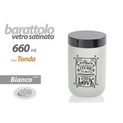 1 Barattolo Contenitore da Cucina in Vetro Satinato Bianco 600 cc 15 cm