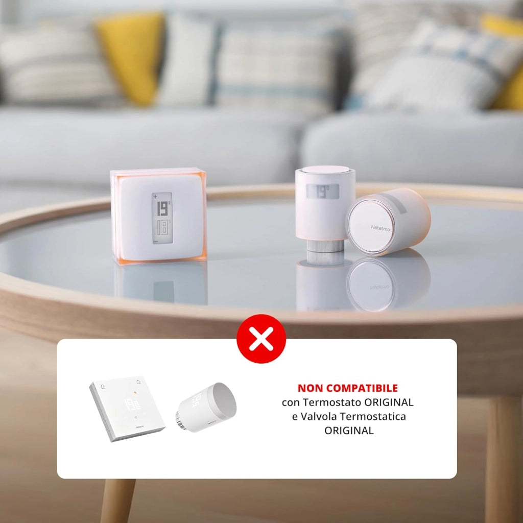 Smart Thermostat Pack + 3 teste termostatiche connesse e intelligenti, Wifi, controllo remoto tramite App, compatibile con il riscaldamento individuale, NBU-NTH-NAV-EU