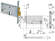 SERRATURA DA INFILARE PER FASCE CATENACCIO E SCROCCO MM.77 H 4446  mm.90 con frontale mm.20 (44461900)    CISA