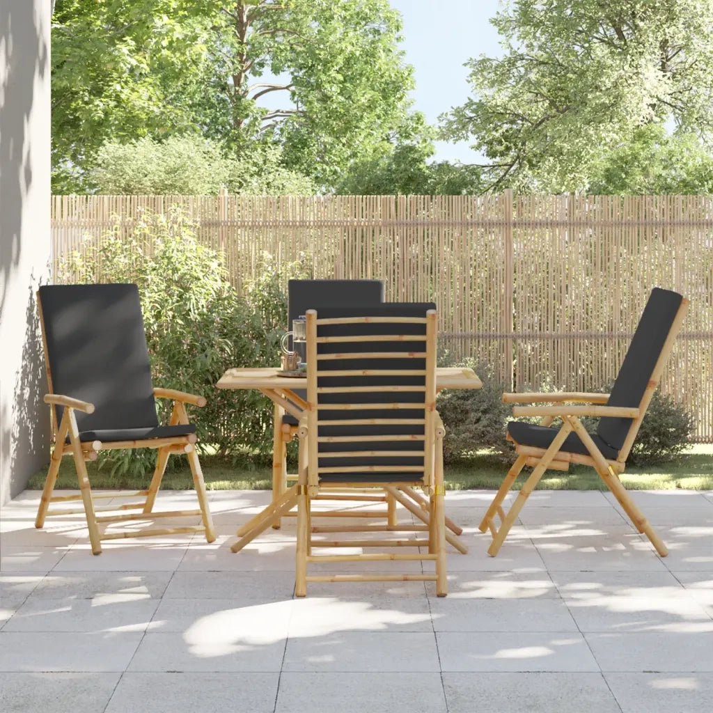 Sedie da Giardino Reclinabili 4 pz Cuscini Grigio Scuro Bambù 3208929