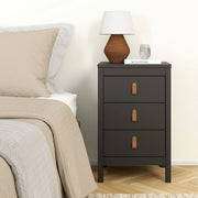 Comodino Lombardia, Comò basso, Tavolino da notte, Mensola da letto, 44x38 h70 cm, Nero
