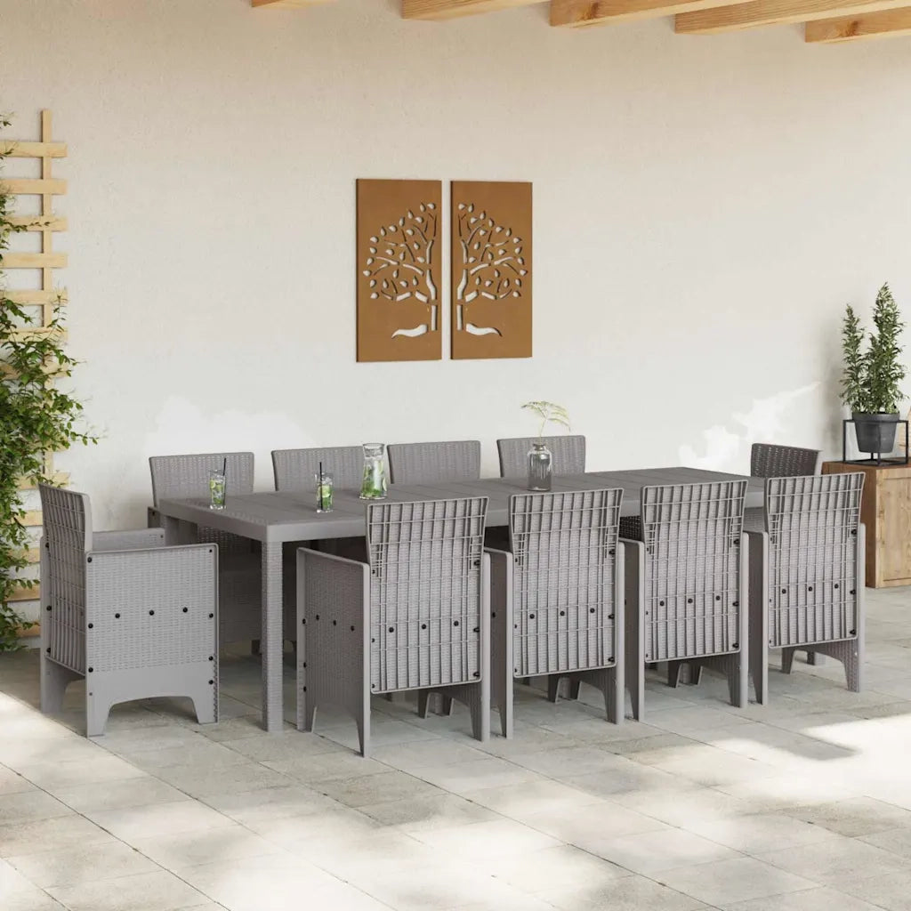 Set da Pranzo per Giardino 11 pcs Grigio chiaro Polipropilene