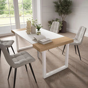 Consolle allungabile, 58 fino 180x90x73cm, Per 8 persone, Gambe in legno, colore Rovere e bianco RF2696