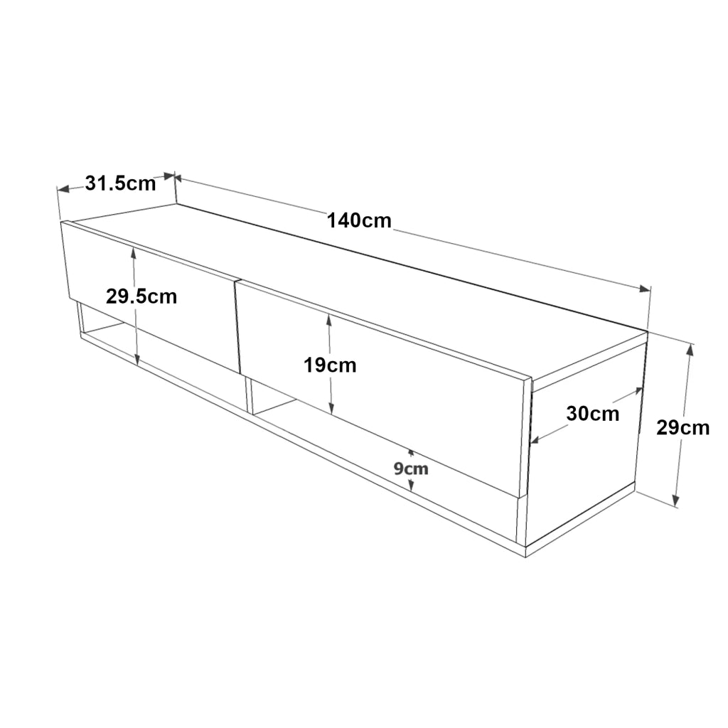 Mobile TV con 2 ante 29,5 x 140 x 31,5 cm effetto rovere rustico/antracite 03_0007767
