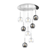 Lampadario Contemporaneo Future Metallo Cromo Vetro Trasp-Cromo 8 Luci E27