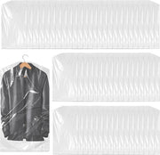 Sacchi di protezione per abbigliamento in plastica da 60 pezzi 60 x 110 cm - Sacchetto di pulizia trasparente - Sacchetto di protezione per stoffa per uso singolo - Borse di stoccaggio per pacchi e accessori.