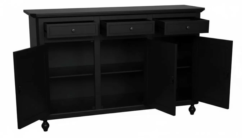 Madia credenza 3 ante legno shabby nero 158x45x98 - Mobili 2G