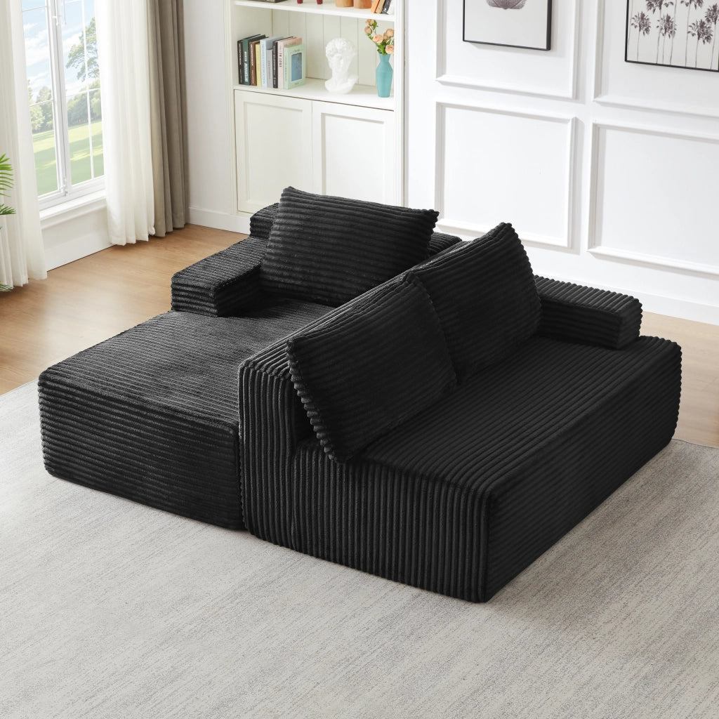 Divano con schiuma e molle insacchettate in corduroy nero