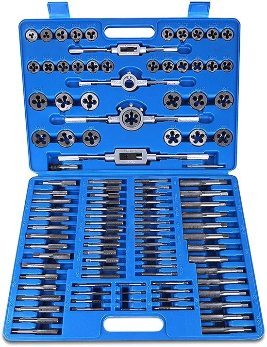 Set di trapani per viti a 110 pezzi - Trapano per viti di alta qualità - Strumento per taglio - Metrico - Acciaio inossidabile - Incluso chiave a stella M25/M38 - Set di tappi a vite