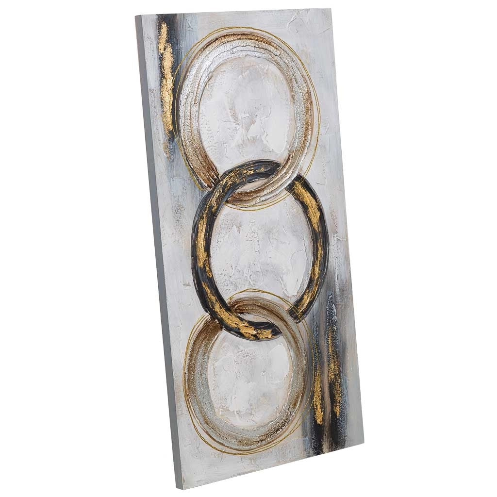 Quadro dipinto a mano con rilievo grigio 50x100x3h cm