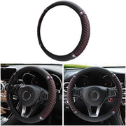 Supporto per volante elastico - Pelle morbida in pelle sintetica - Tessuto antiscivolo - Disegno a diamante - Universale - Diametro 37-38 cm - Protezione per volante