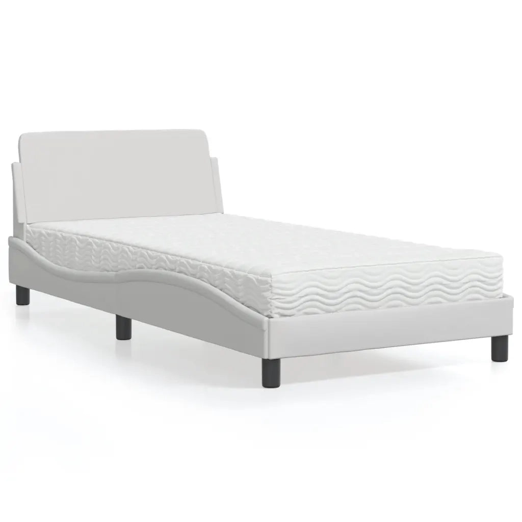 Letto con Materasso Dover Bianco 100x200 cm in Similpelle