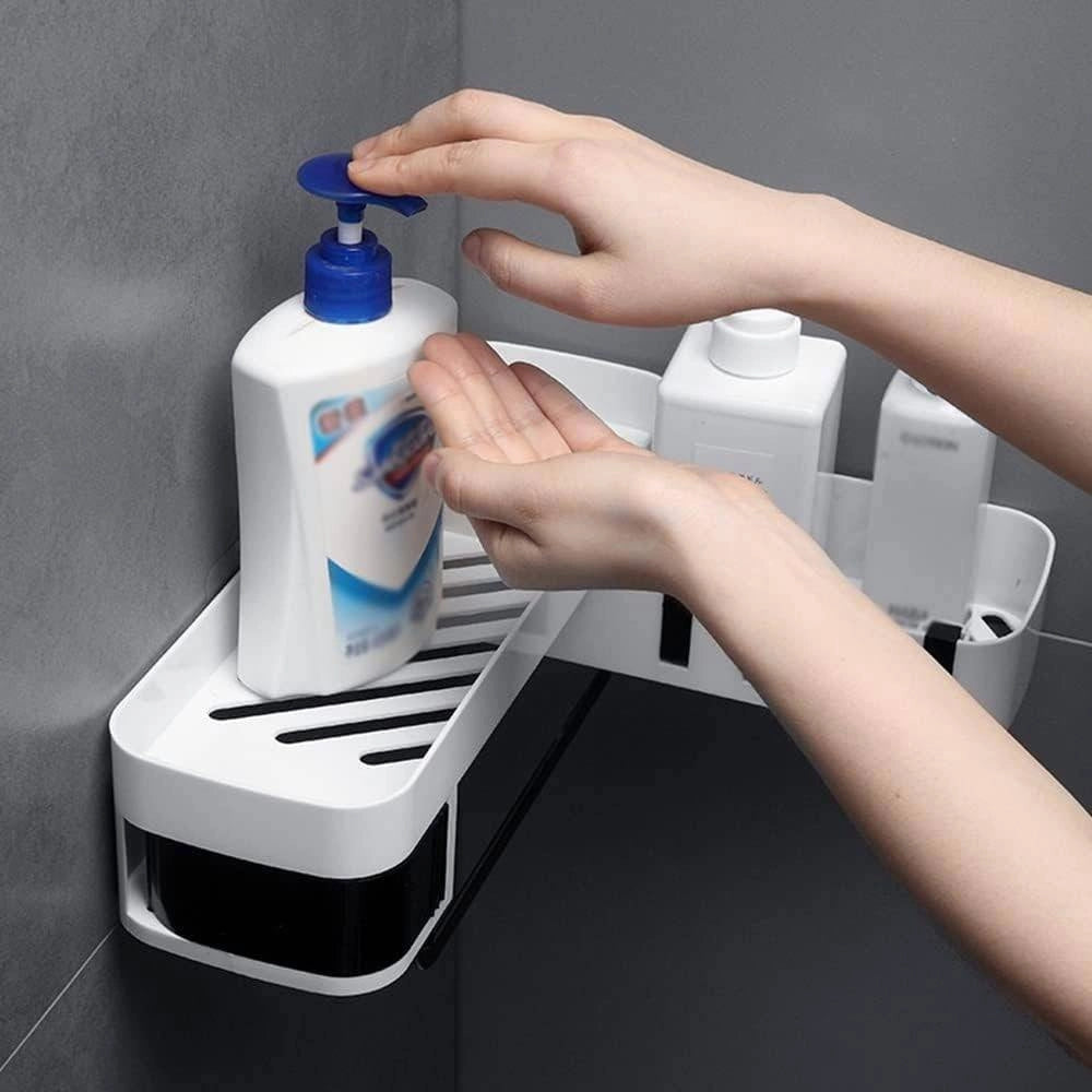 Trade Shop - Mensola Da Parete Bagno Scaffale Rotante Portaoggetti Cucina Doccia Organizzatore -