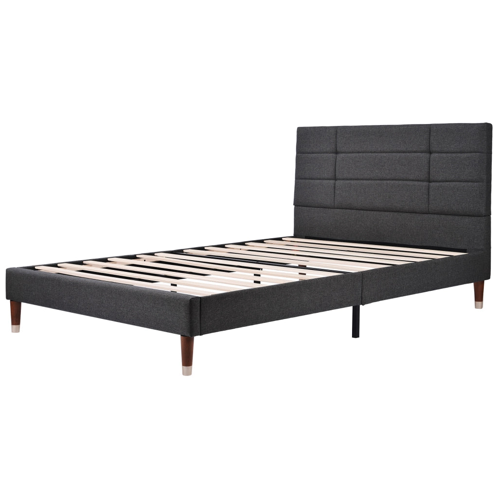 Letto matrimoniale – 140x200 cm – testiera imbottita rete – lino grigio scuro