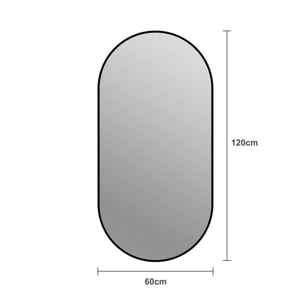 Specchio da parete ad arco 60x120 cm, cornice in alluminio nero per bagno e ingresso