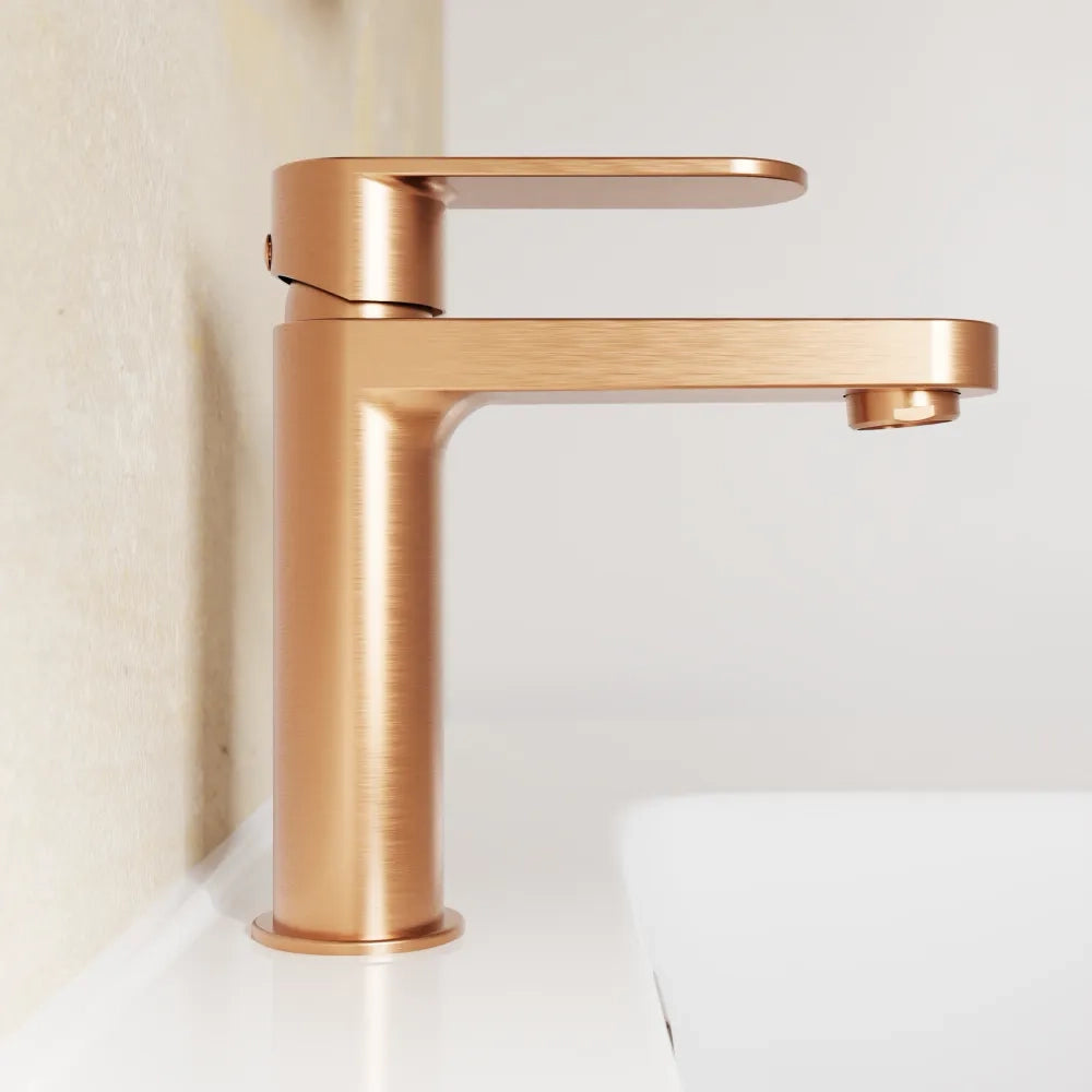 Set miscelatori lavabo 16cm bidet miscelatore esterno doccia rame spazzolato | Margot