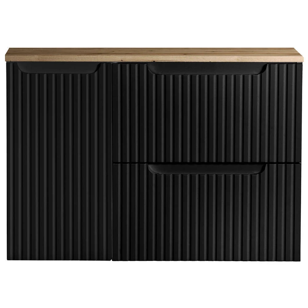 Mobile sottolavabo bagno contenitore design 80 x 60 x 40 cm nero effetto rovere 03_0009998