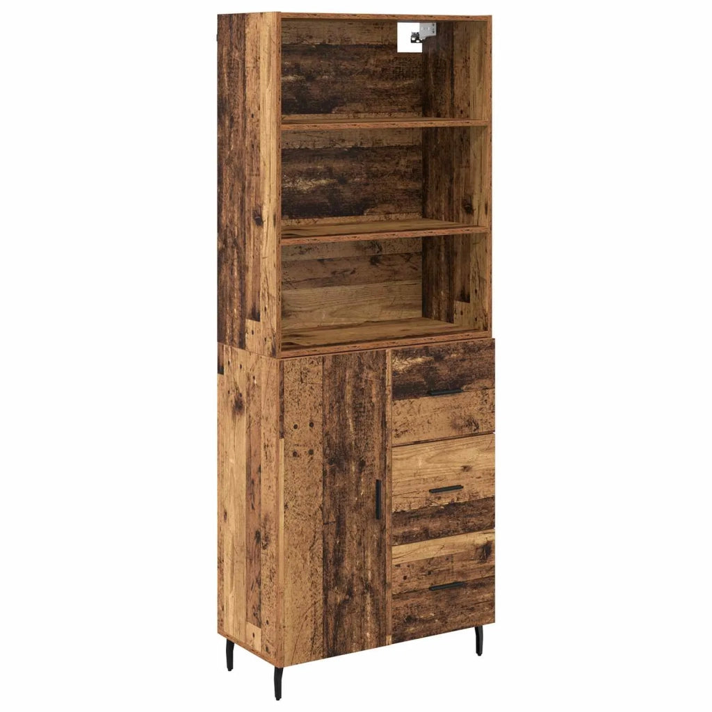 Credenza 2 pz-Set di 2 Buffet-Armadio da cucina Legno vecchio Legno Stratificato e Vetro 620191