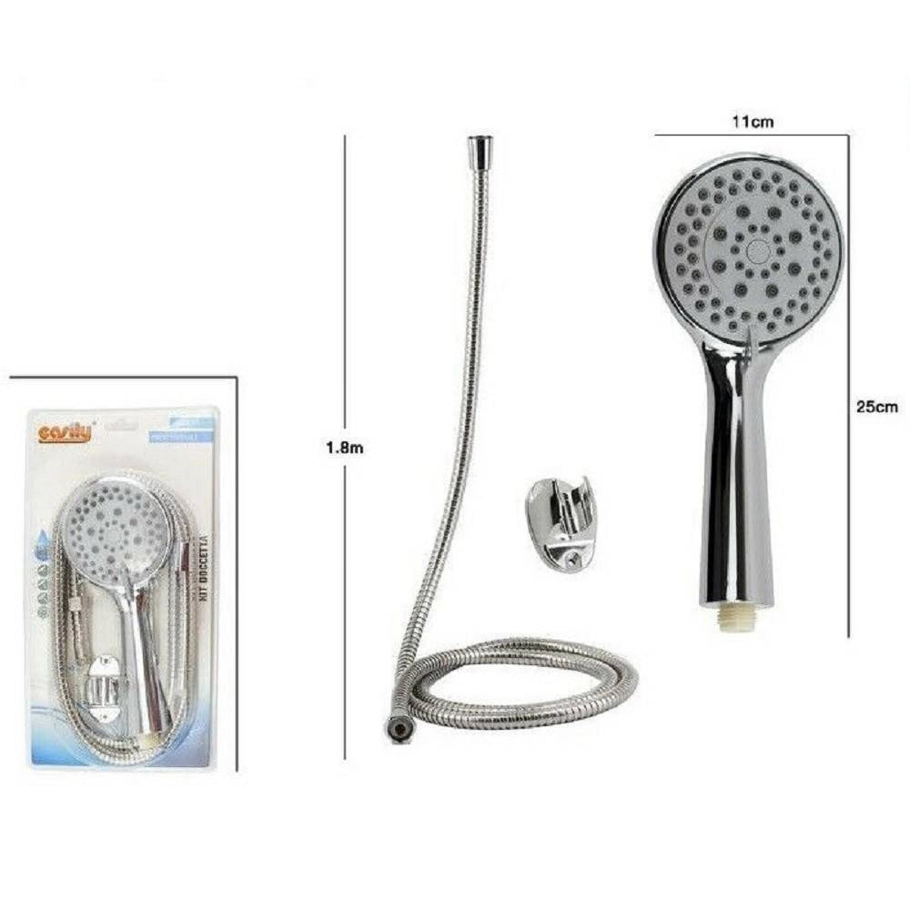 Trade Shop - Kit Bagno Doccetta Doccino Soffione Doccia Tondo Con Laccio 1,8 Mt Staffa 69069 -