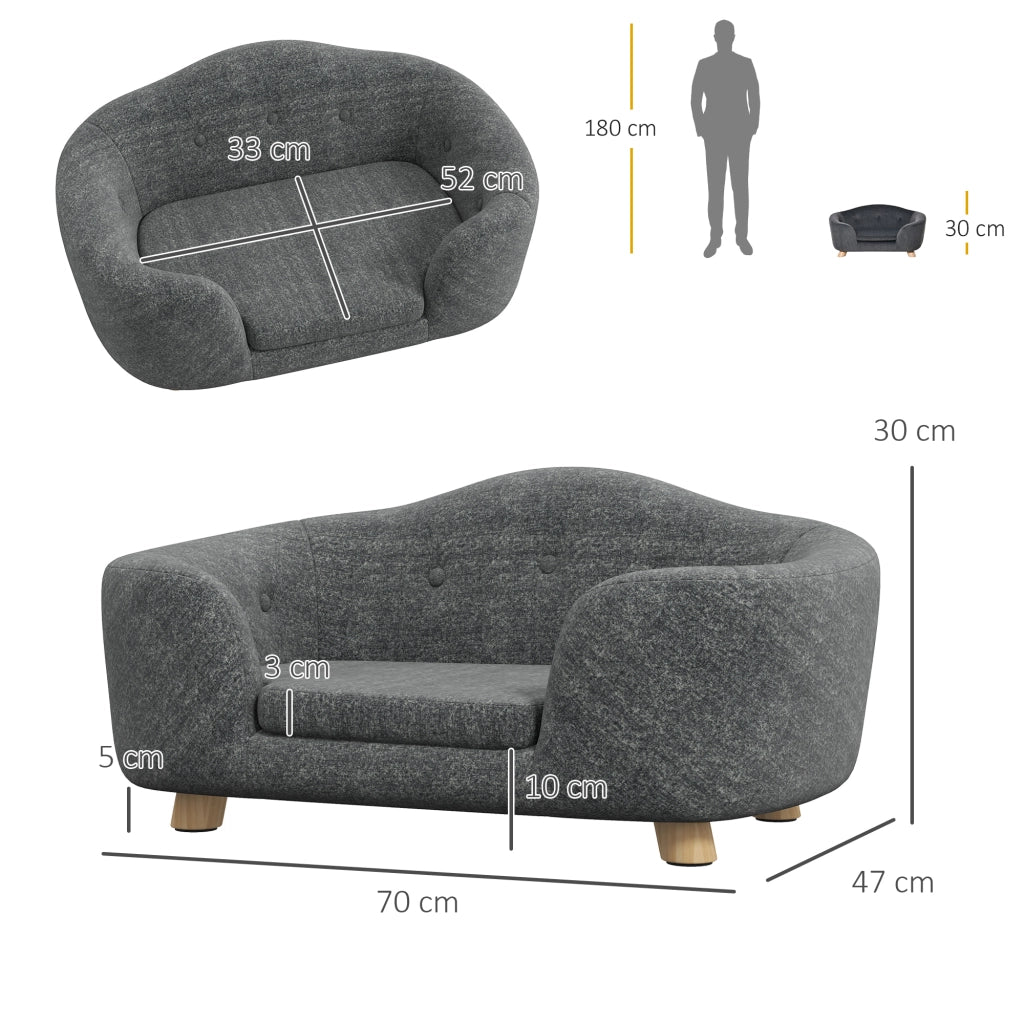 Cuccia per Cani Piccola Taglia con Cuscino ¨C Xylo ¨C Grigio Antracite 70x47x30cm
