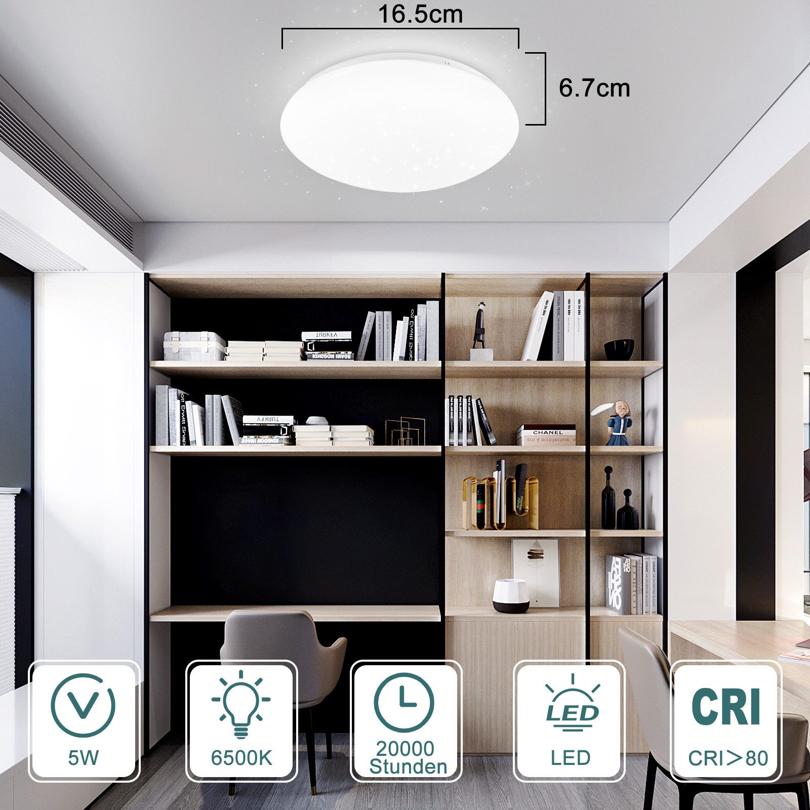 ZMH Lampada da soffitto LED 2 pezzi 5W 6500K bianco freddo per cucina camera