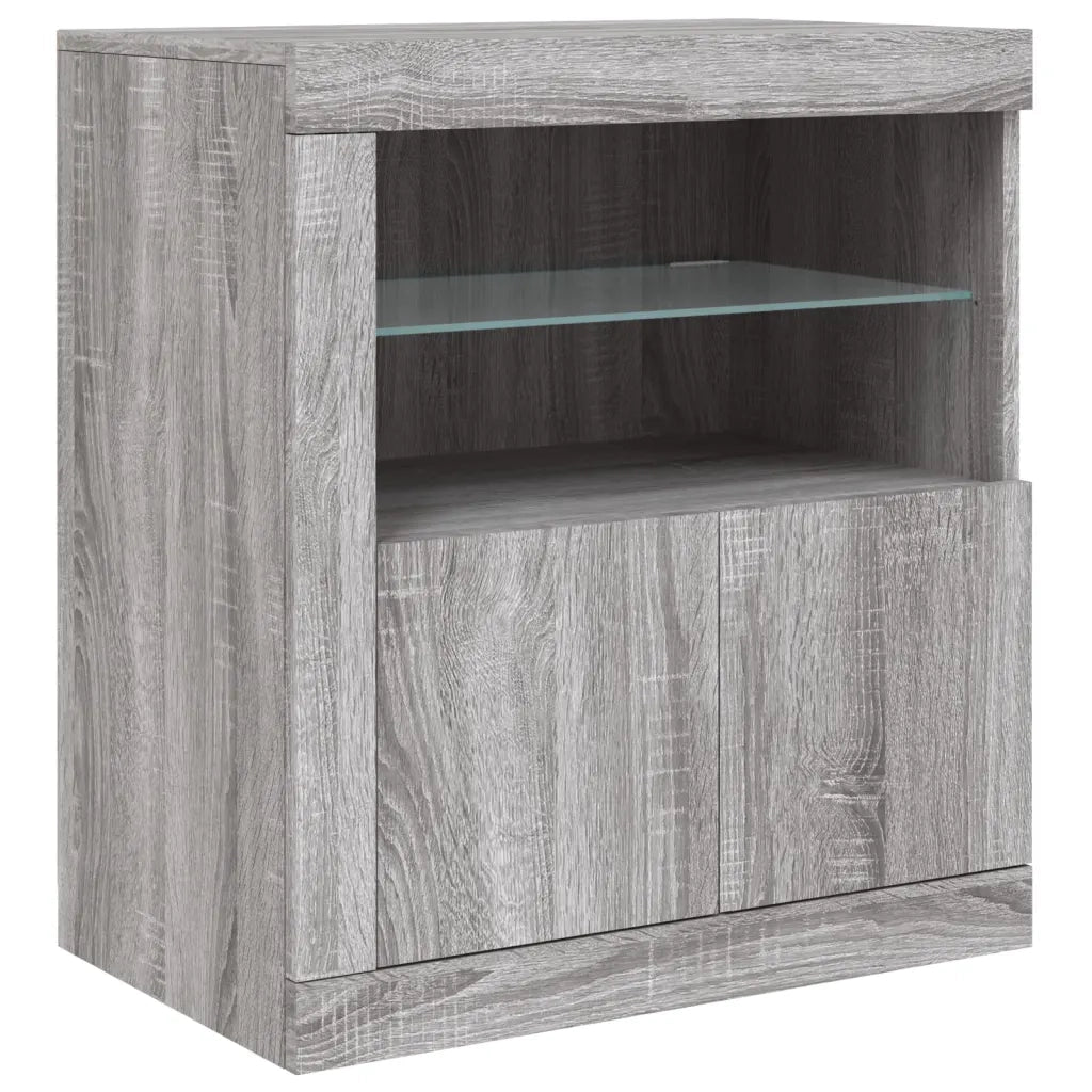 Credenza | Madia | Buffet da pranzo | Armadio da pranzo con Luci LED Grigio Sonoma 162x37x67 cm