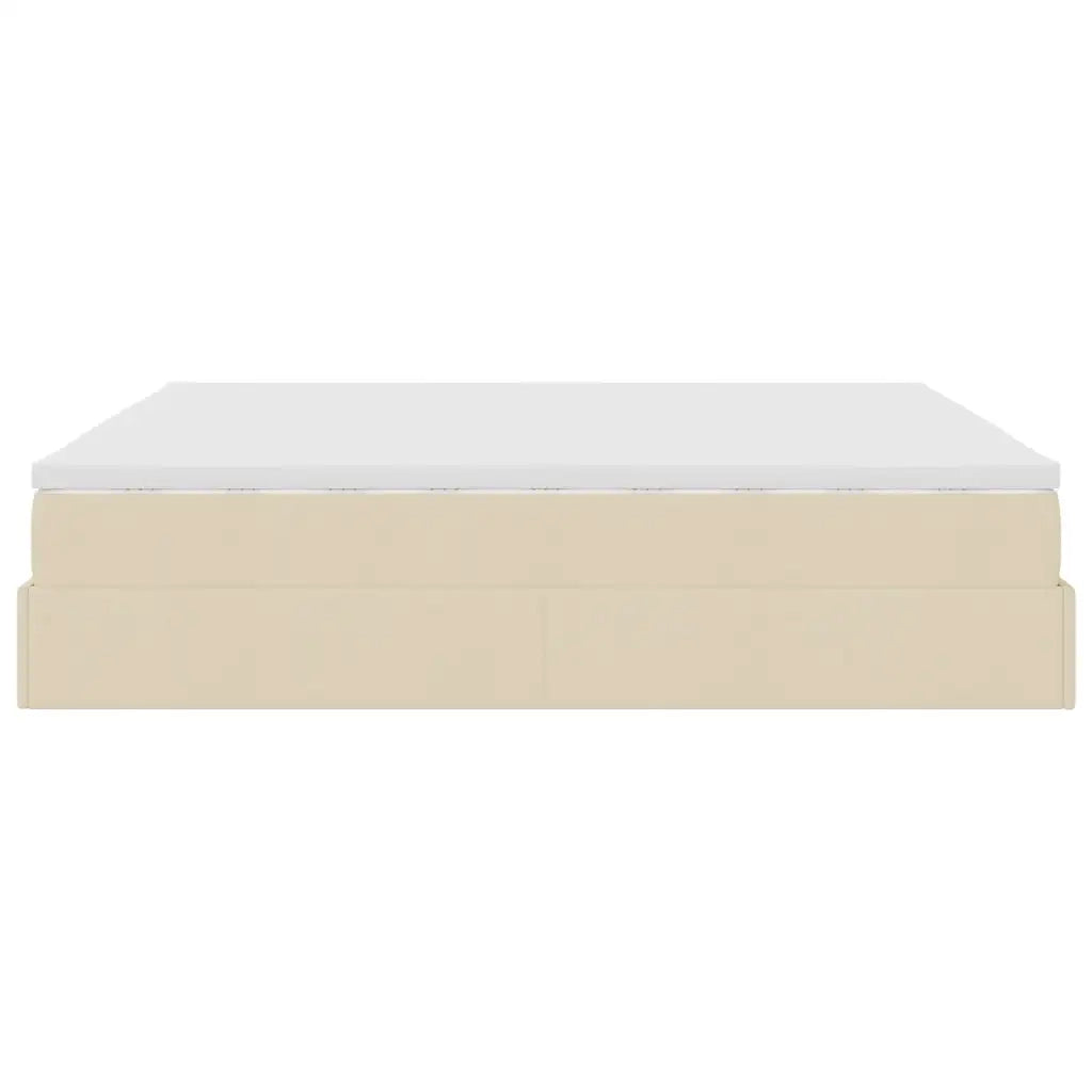 Struttura Letto Pouf con Materasso Crema 160x200 cm in Tessuto 3311125