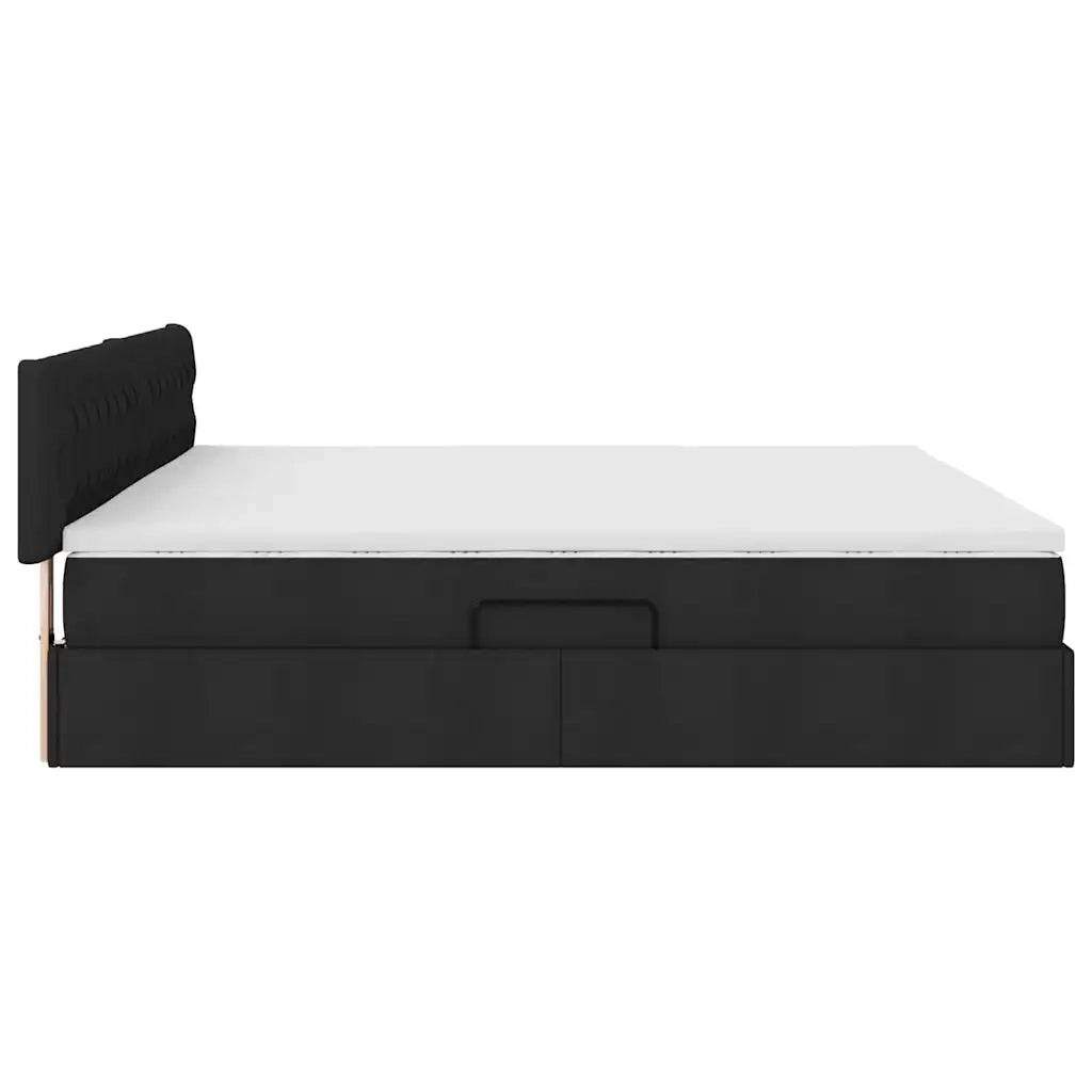 Letto con contenitore e materasso Nero 200 x 200 cm