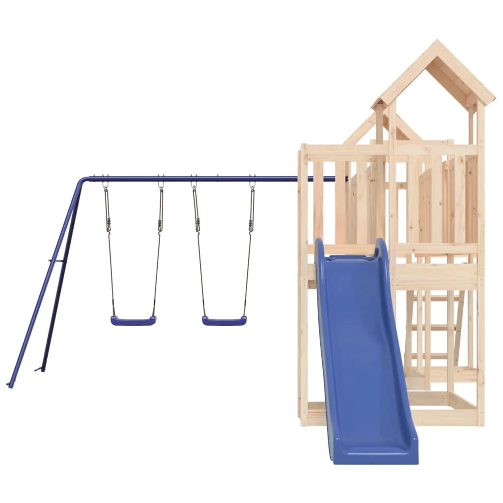 Altalene per parco giochi all'aperto scivolo altalene robuste giochi da giardino 356 x 589 x 214 cm legno di pino massiccio 02_0004808