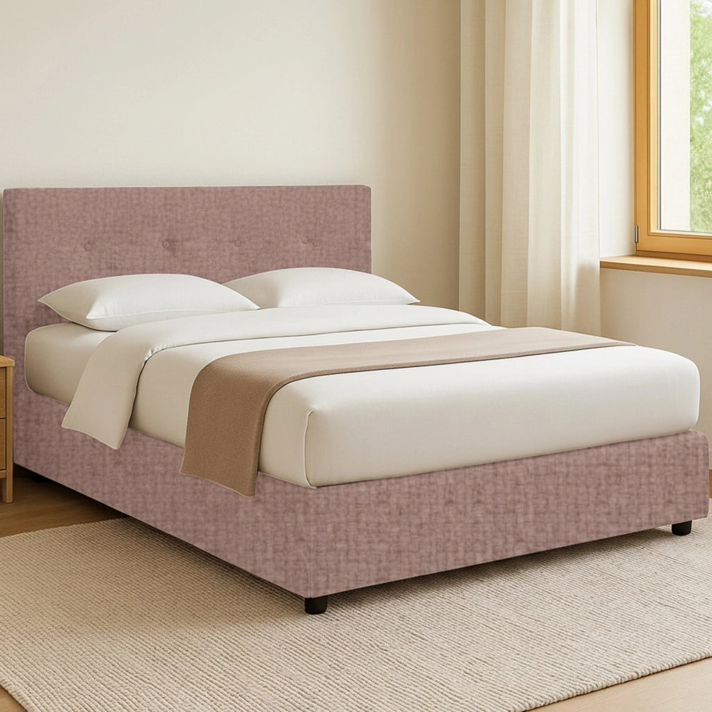 Bolton, Letto Piazza e Mezza Sfoderabile Made in Italy, Rosa Antico
