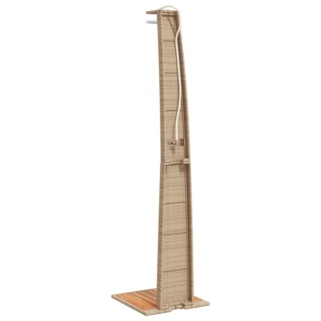 Doccia da Esterno Beige 55x60x224 cm Polyrattan e Legno Acacia CFW8813302