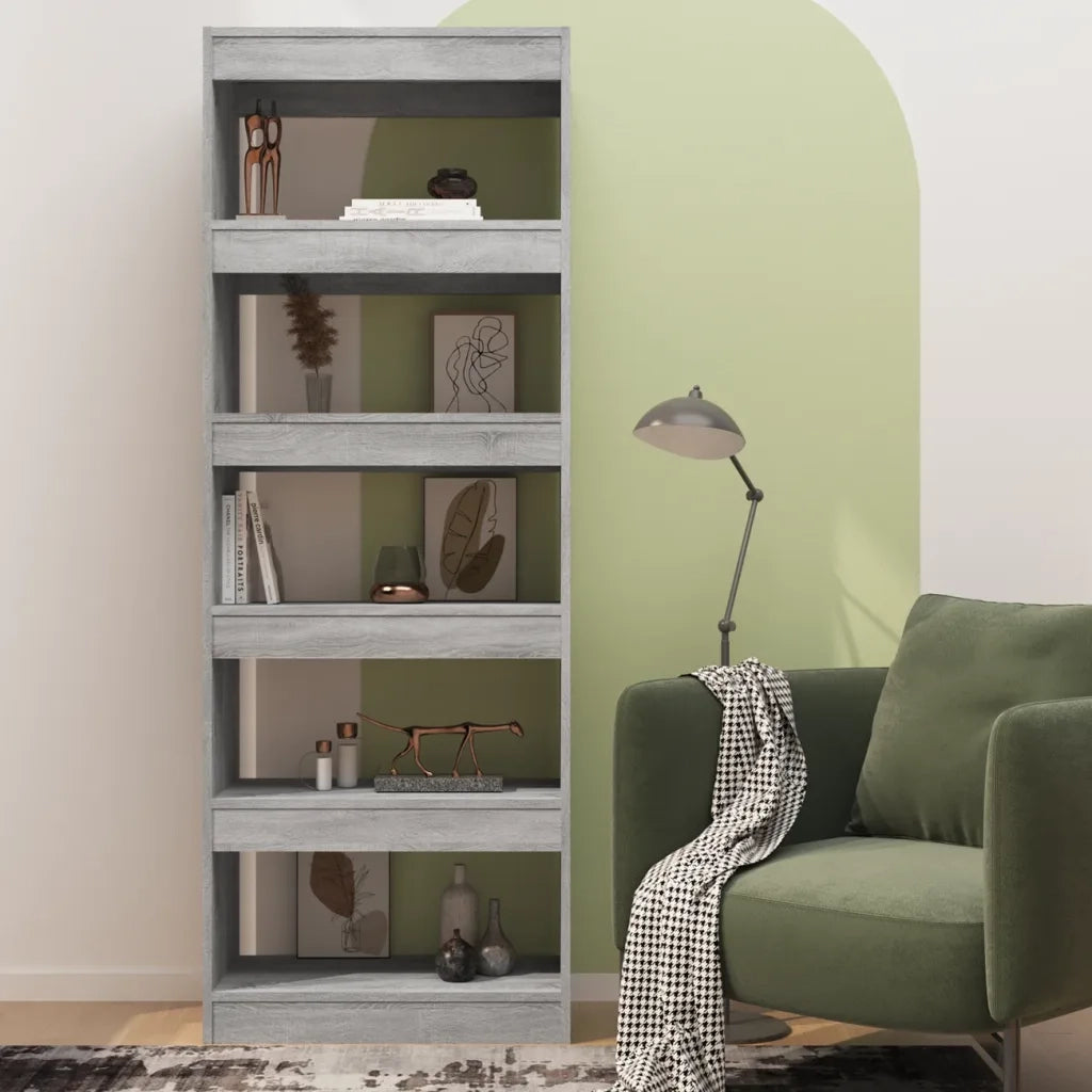 Libreria Divisorio-Scaffale per Libri-Mobile di Stoccaggio Grigio Sonoma 60x30x166 cm in Truciolato