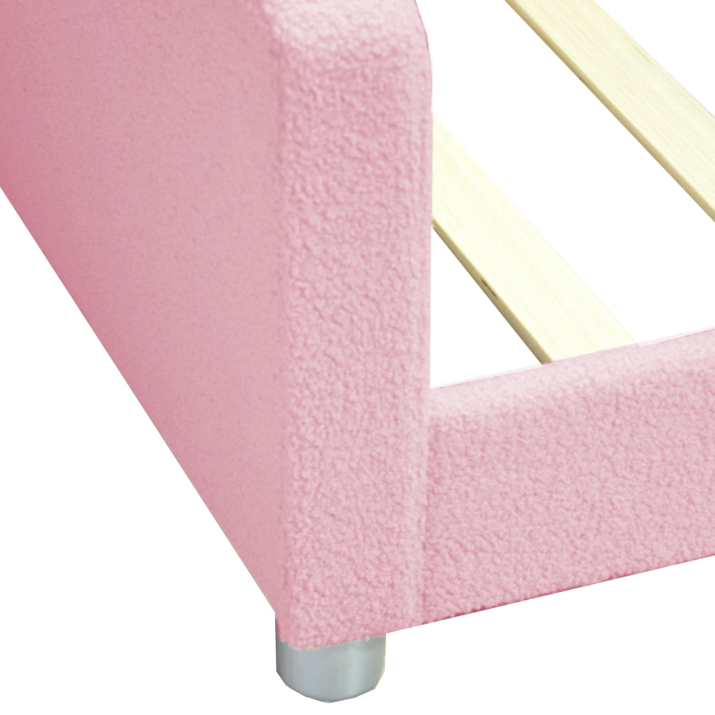 Letto a baldacchino con schienale imbottito tessuto peluche 90x200 cm