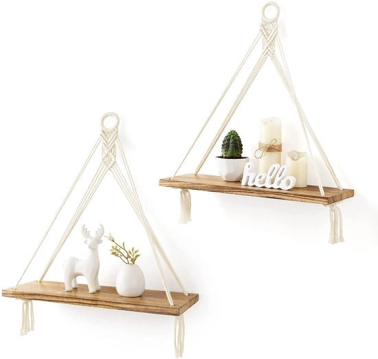 Set di appoggio per parete da 2 - Pannello di legno per parete - Pannello galleggiante - Decorazione per parete boho - Pannelli rustici - Per piante/foto