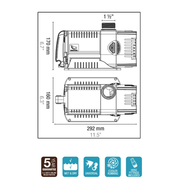 Sicce syncra hf 10.0 9.500 litri/h pompa multifunzione ad elevate prestazioni acquari e laghetti