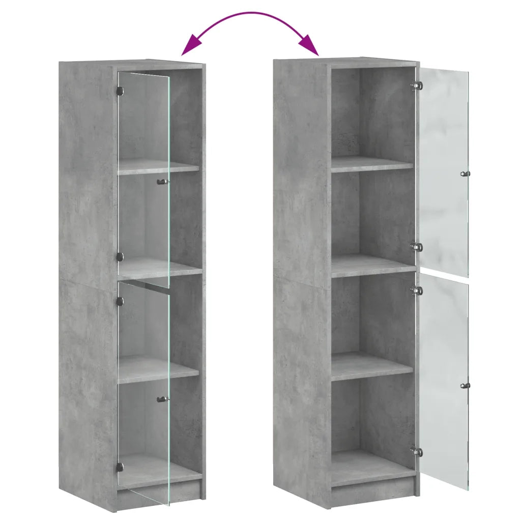 Credenza con Ante in Vetro Grigio Cemento 35x37x142 cm