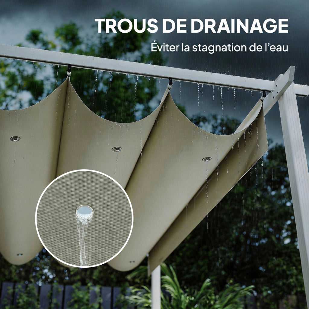 Pergola da Giardino con Tetto Rettrattile ¨C Zephmum ¨C Beige 390x297x227cm