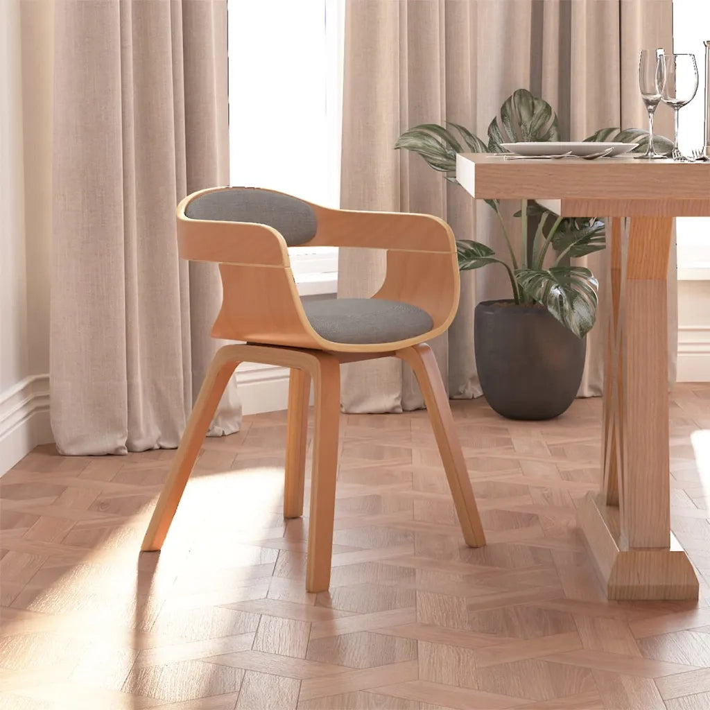 Sedia da Pranzo Tortora in Legno Curvato e Tessuto 3092376