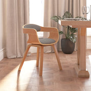 Sedia da Pranzo Tortora in Legno Curvato e Tessuto 3092376