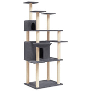 Tiragraffi per gatti torre per arrampicata giocattolo piattaforma per arrampicata con tiragraffi in sisal scuro 166 cm grigio 02_0022678