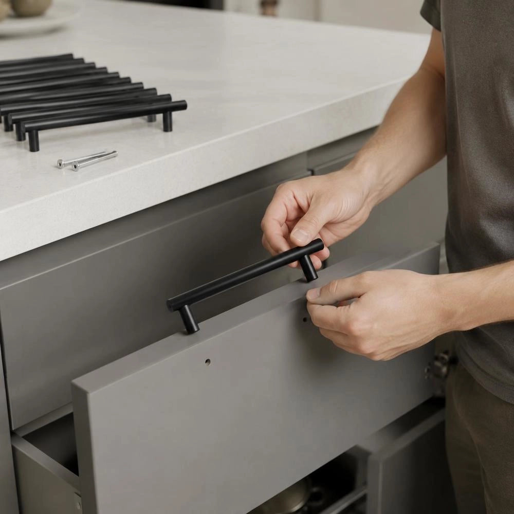 Furniture Handles, 10 Pieces, Black, 96 Mm, Stainless Steel