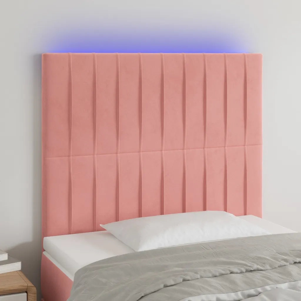 Testiera | Testata a LED Rosa 80x5x118/128 cm in Velluto