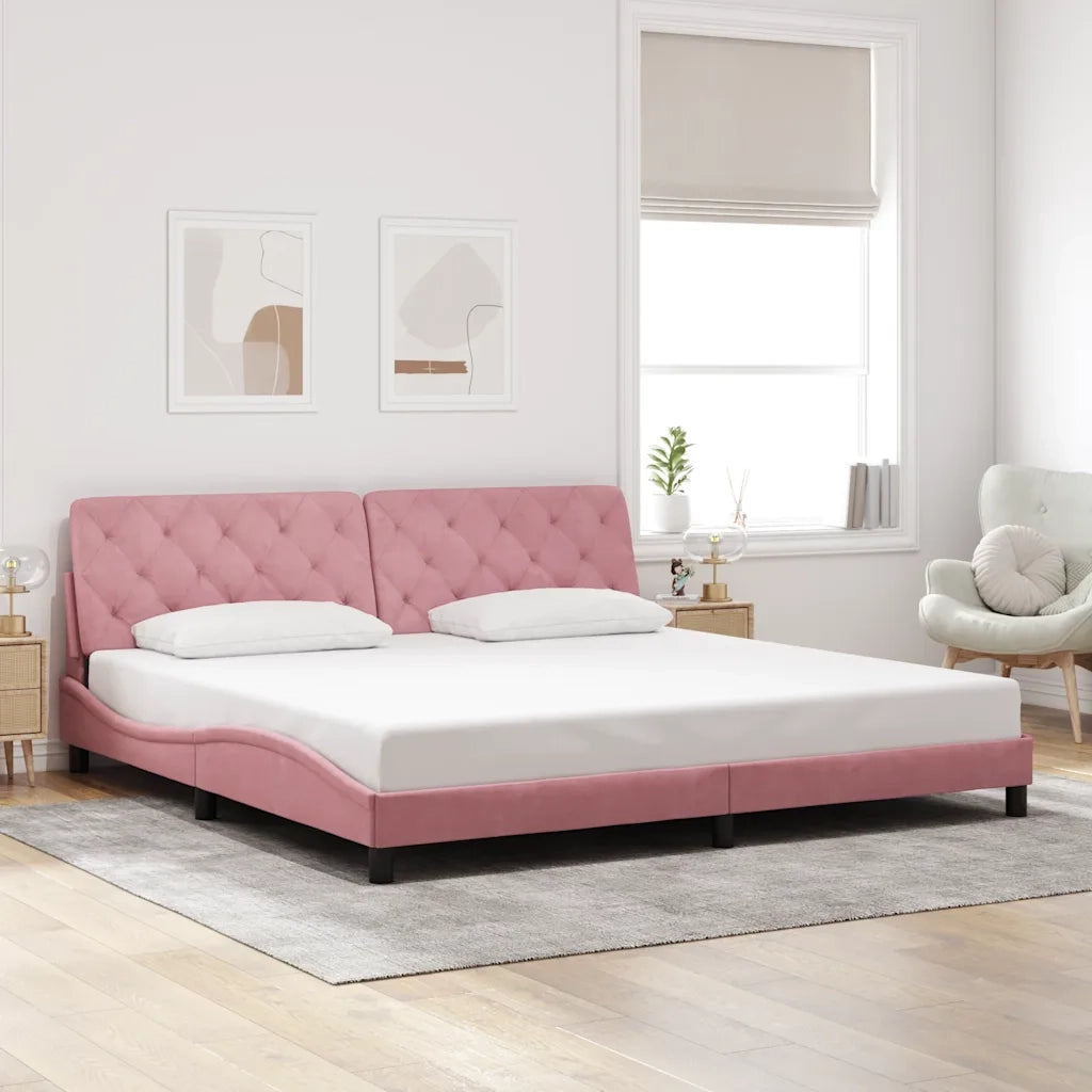 Giroletto senza Materasso Rosa 200x200 cm in Velluto