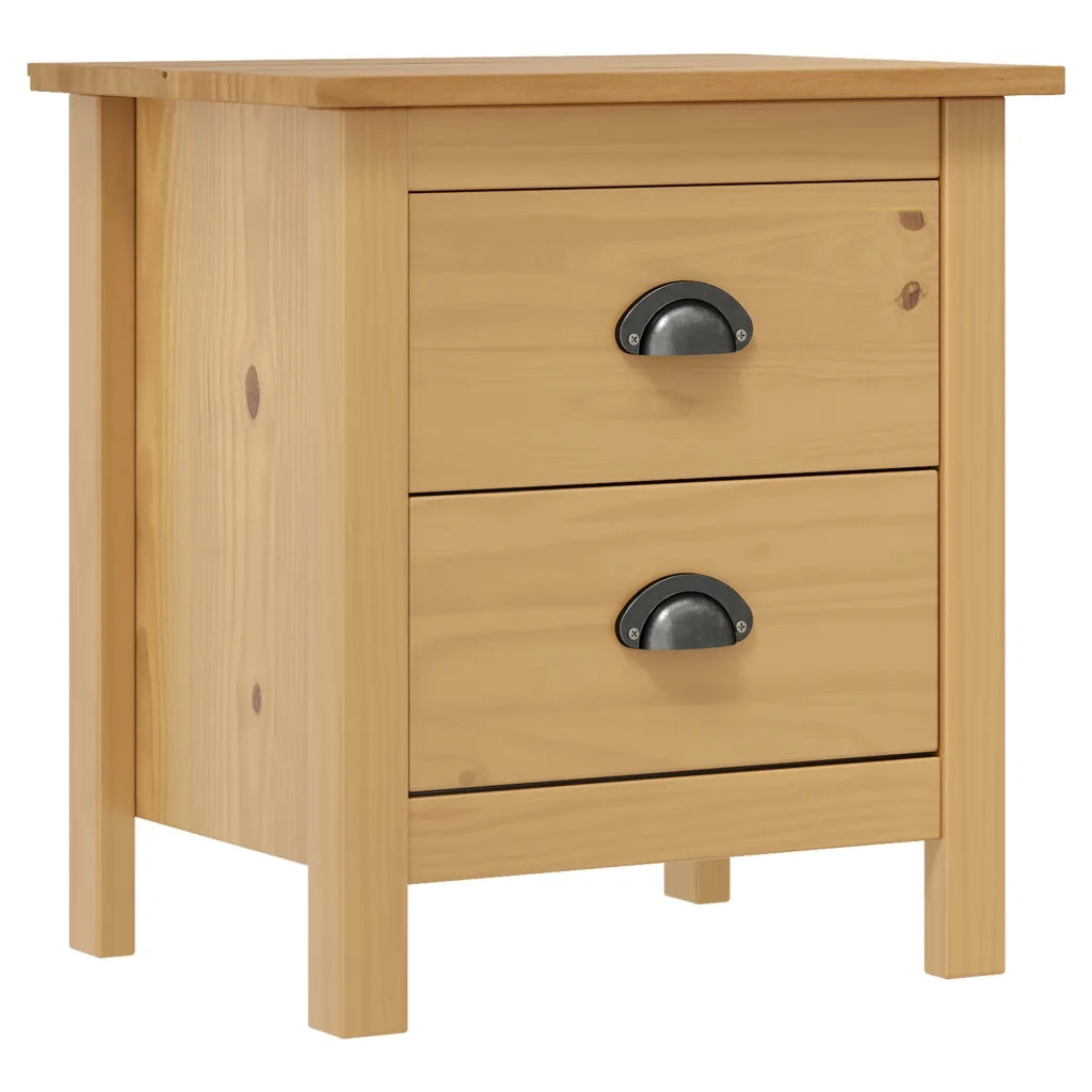 Comodini Hill Grigi 2 pz 46x35x49,5 cm Legno Massello di Pino 288907