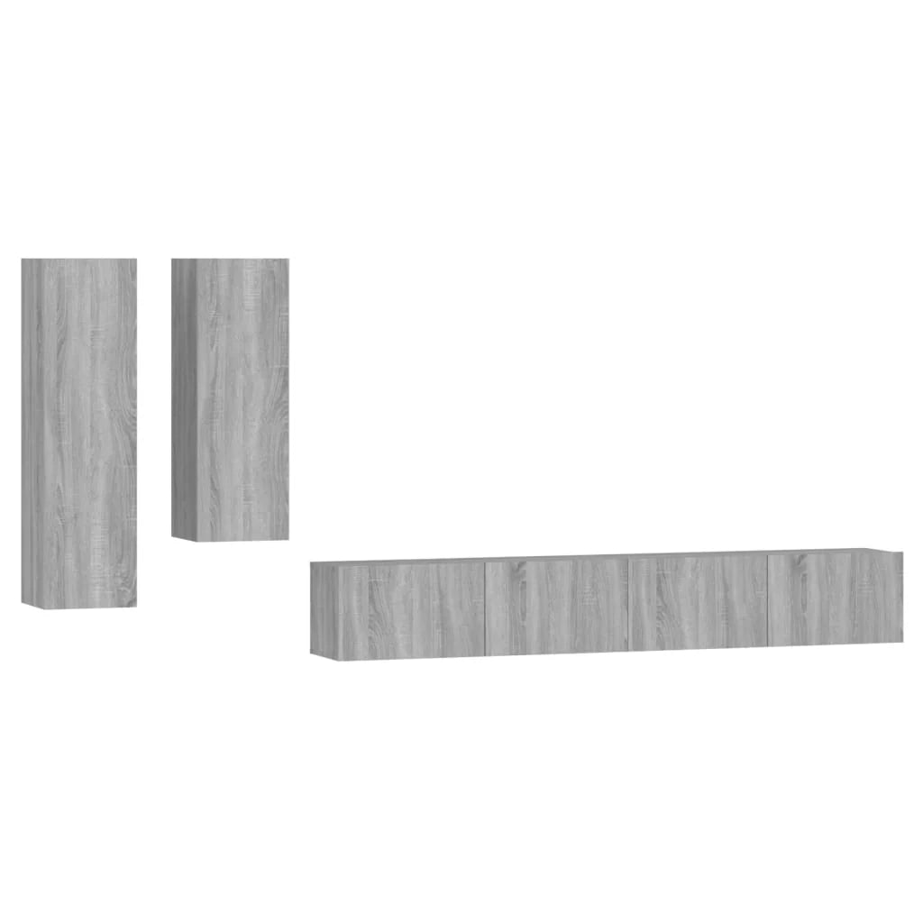 Set di mobili in legno ingegnerizzato Sonoma da 4 pezzi (mobile credenza mobile TV soggiorno camera da letto salotto) - 02_0024851