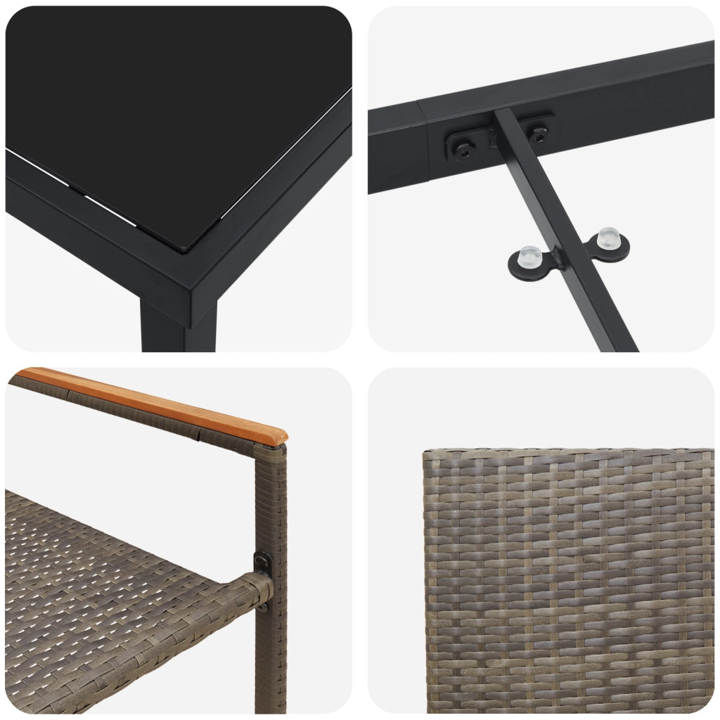 Set da Pranzo Giardino 5 Pezzi Grigio in Rattan PE
