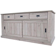 Madia Credenza Con 3 Cassetti 2 Ante Scorrevoli E 4 Ripiani Interni Mobile Dispensa Per Cucina Soggiorno Zona Living Design Classico Moderno 220 X 50 X 95 Cm Rovere Alaska
