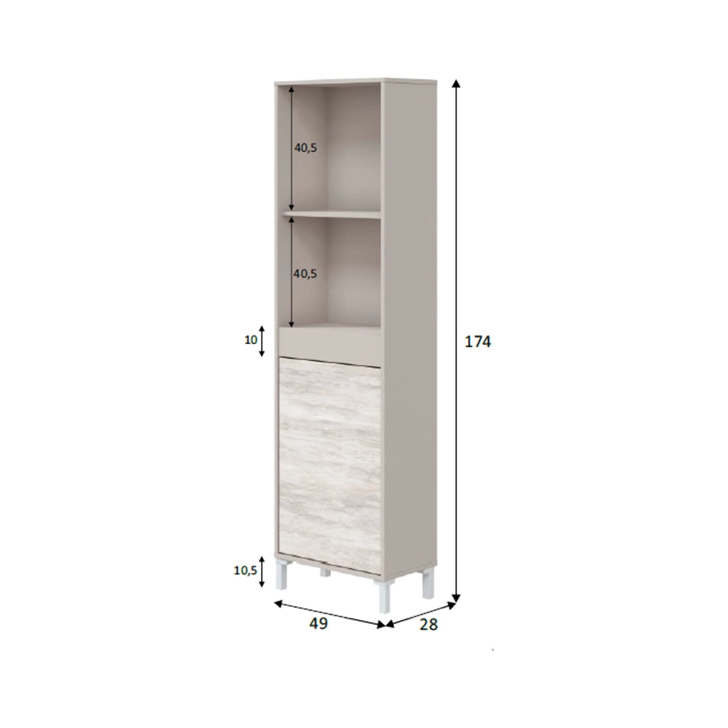 Madia Spineda, Credenza Cassetti, 49x28x174h cm Beige
