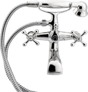 Armatura per doccia vintage con maniglie a X e doccia a mano, con rubinetto, miscela a due vie, impianto di installazione per la doccia, in acciaio inox