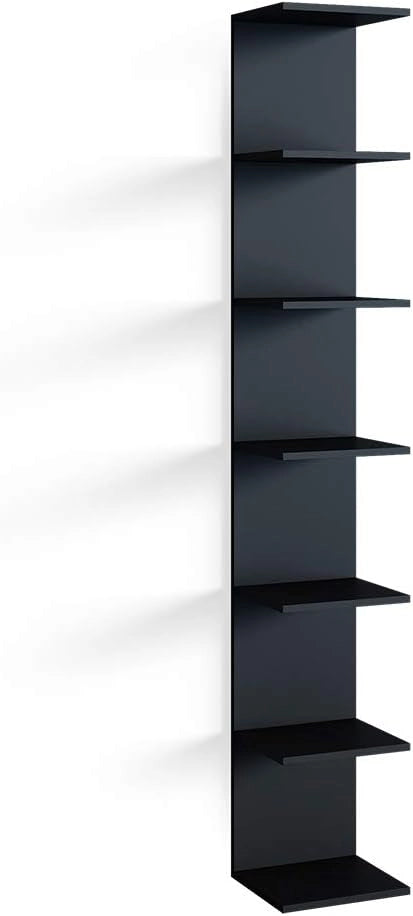 Libreria da parete Paolo, Nero, 30 x 190 cm, montabile per riporre libri e decorazioni